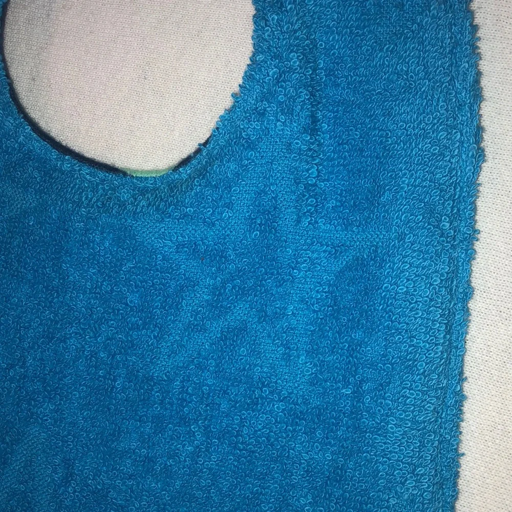 100% Cotton Reversible Zodiac Pattern Baby Bib in Blue w/Stars and Snap Fastener